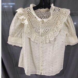 Love the Label Anthropologie Cream Lace Top, size small (NWT)